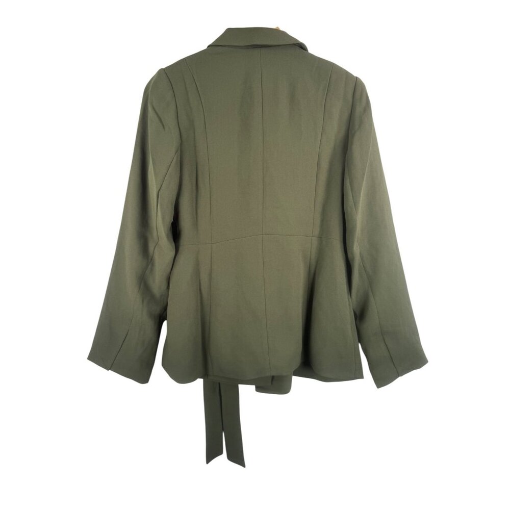Spanx Crepe Wrap Blazer light weight preppy‎ 90s relaxed olive sz M - Picture 3 of 6